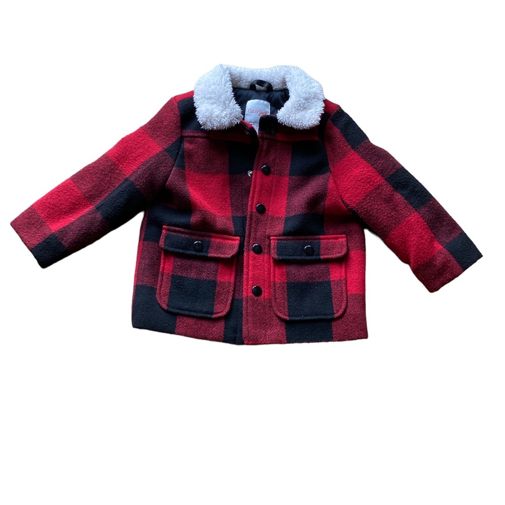 Cat & Jack Buffalo plaid peacoat. 2T
